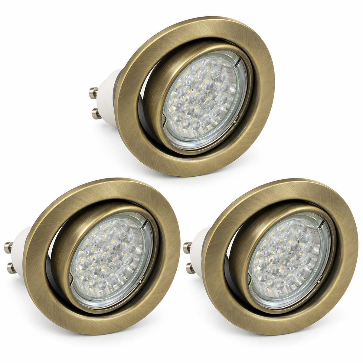 KIT-60A Einbaustrahler-Set, 3 Stück – 3×1,5 W GU10 LED, warmweiß, Antikbronze