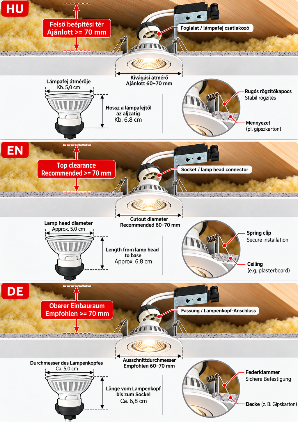 LANDLITE LED-GU10-5W/COB LED spot izzó – GU10, 5 W, 300 lm, 2700 K