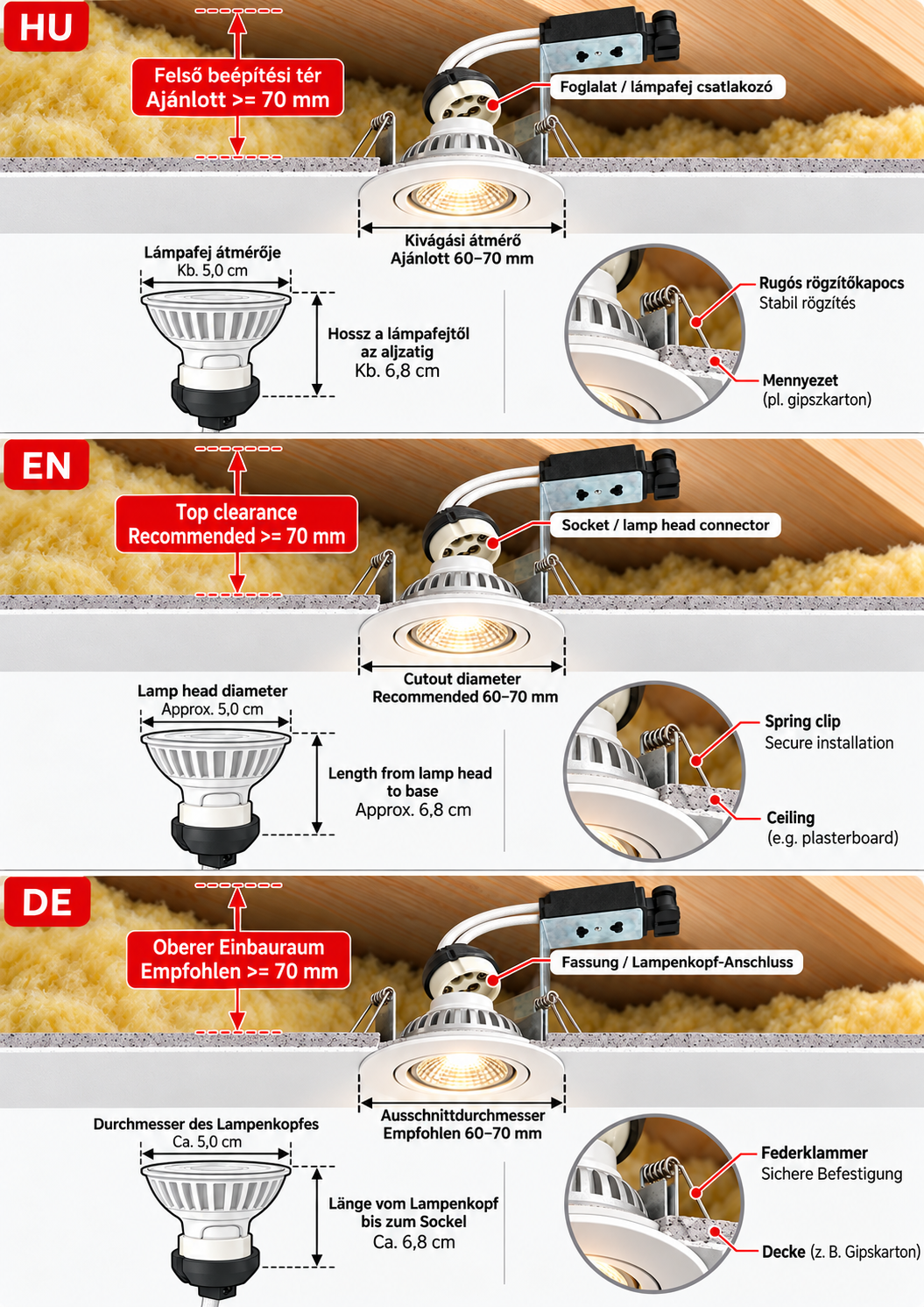 LANDLITE LED-GU10-5W/COB LED spot izzó – GU10, 5 W, 300 lm, 2700 K