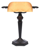 LANDLITE TL609 banker's lamp – E27, max. 60 W, amber glass shade
