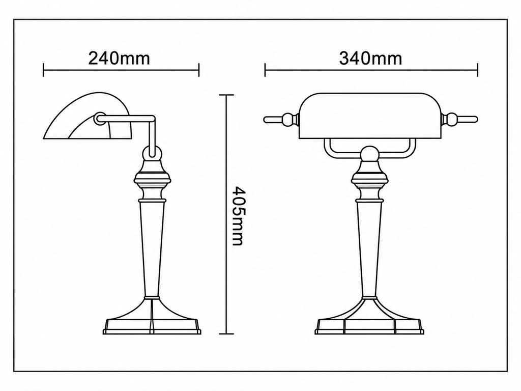 LANDLITE TL609 bankárlámpa – E27, max. 60 W, zöld üvegbura