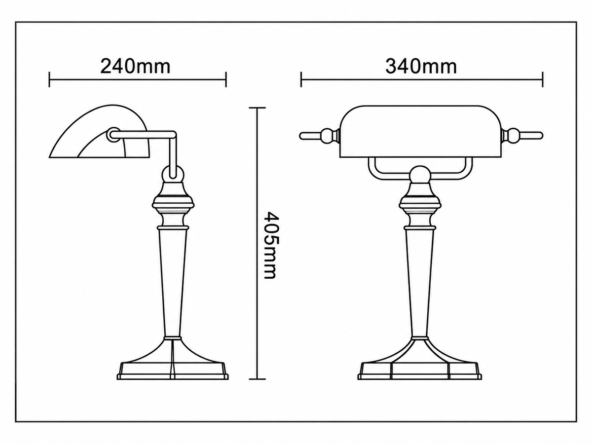 LANDLITE TL609 bankárlámpa – E27, max. 60 W, zöld üvegbura