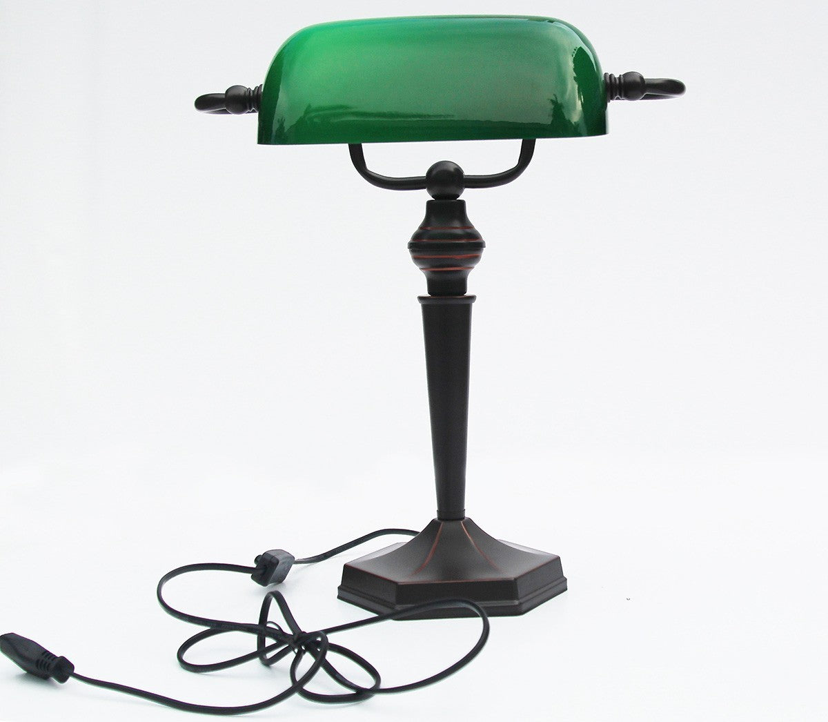 LANDLITE TL609 bankárlámpa – E27, max. 60 W, zöld üvegbura