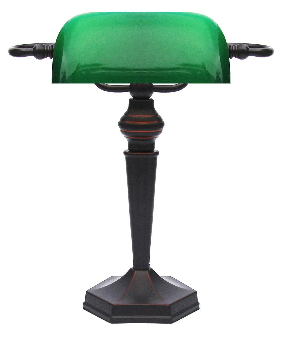 LANDLITE TL609 bankárlámpa – E27, max. 60 W, zöld üvegbura