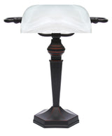 LANDLITE TL609 banker's lamp – E27, max. 60 W, frosted white glass shade