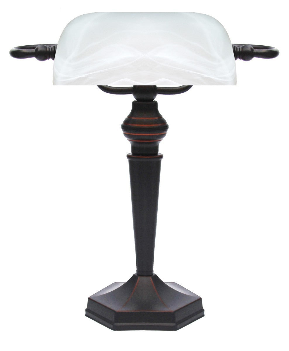LANDLITE TL609 bankárlámpa – E27, max. 60 W, matt fehér üvegbura