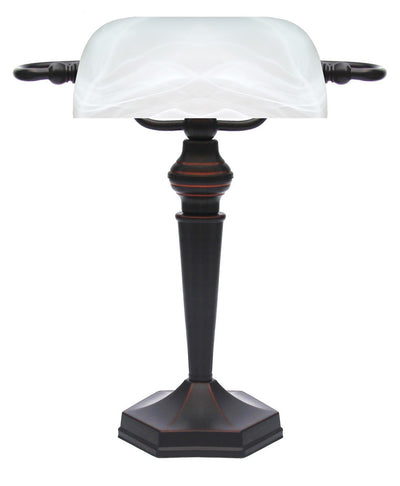 LANDLITE TL609 banker's lamp – E27, max. 60 W, frosted white glass shade