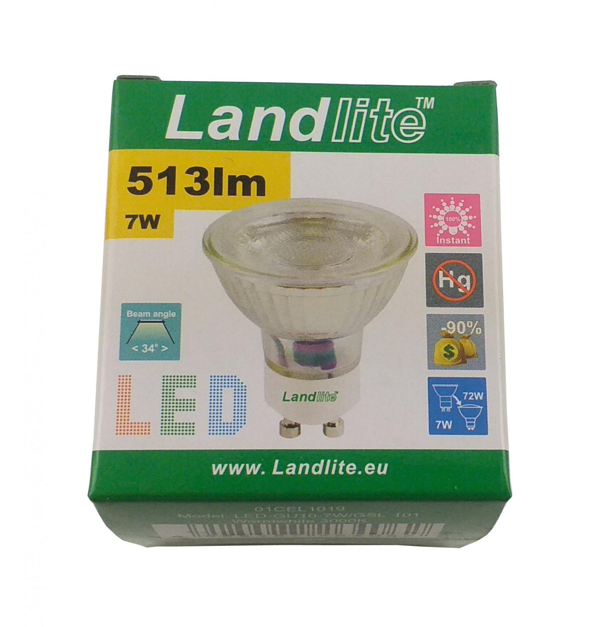 LANDLITE LED-GU10-7W/GSL LED spot izzó – GU10, 7 W, 513 lm, 3000 K