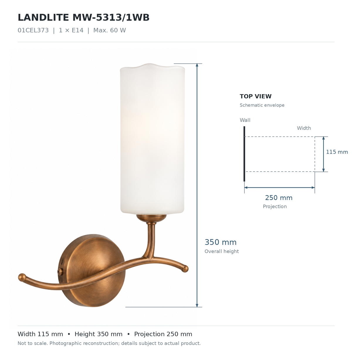 MW-5313/1WB Wandleuchte – 1×E14 60 W