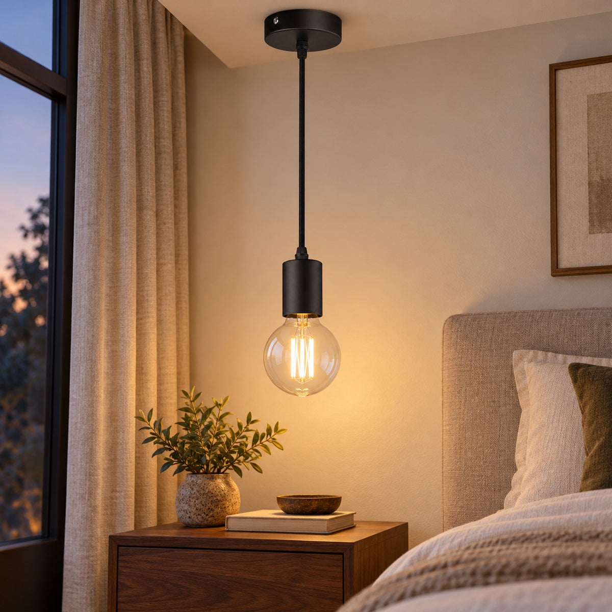 LANDLITE PL-32 függesztett lámpa – E27, max. 60 W, fekete