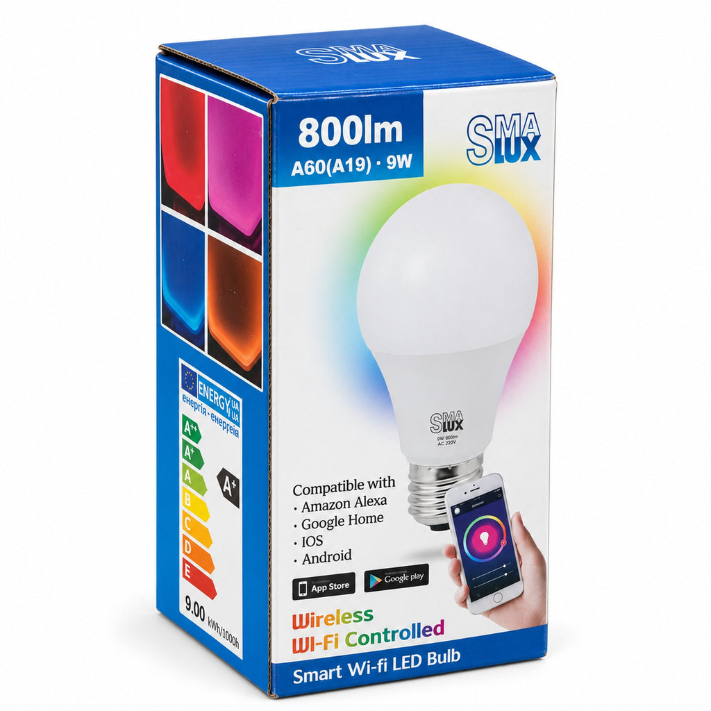 SMAlux A60 RGBW Wi-Fi LED izzó csomagolása