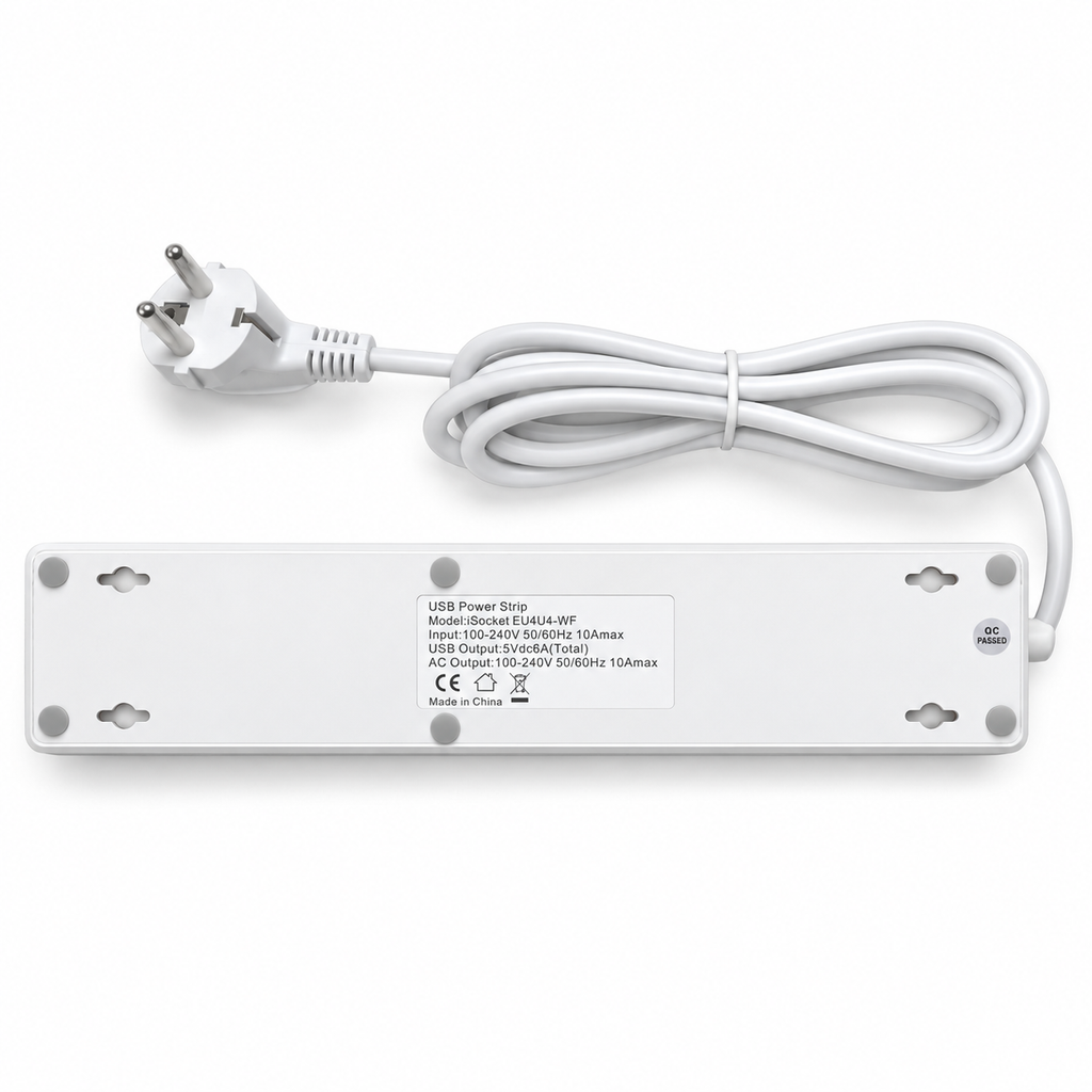 SMAlux EU4U4-WF WLAN-Steckdosenleiste – 4 Steckdosen + 4 USB, 1,8 m, weiß – 01CEL462
