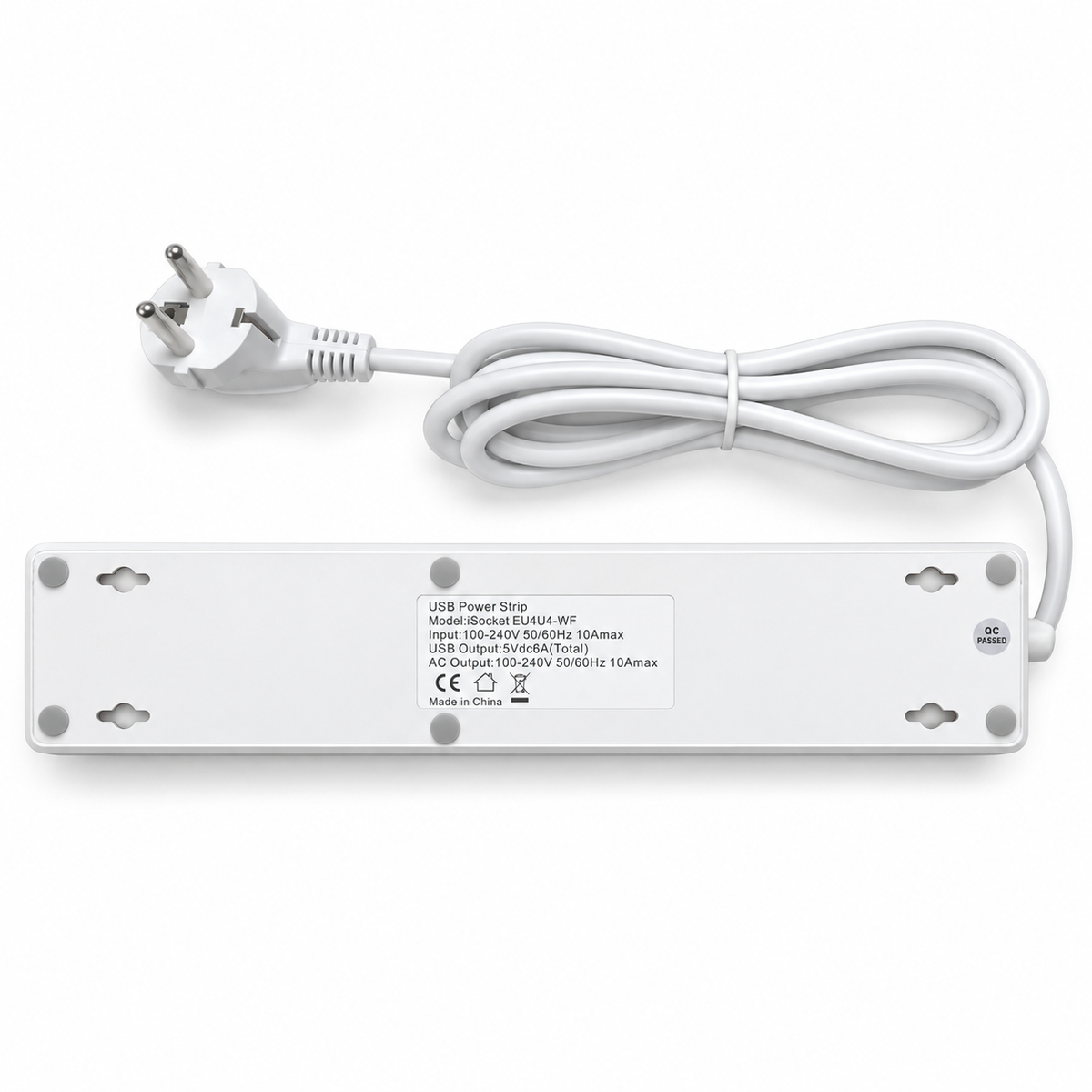 SMAlux EU4U4-WF WLAN-Steckdosenleiste – 4 Steckdosen + 4 USB, 1,8 m, weiß – 01CEL462