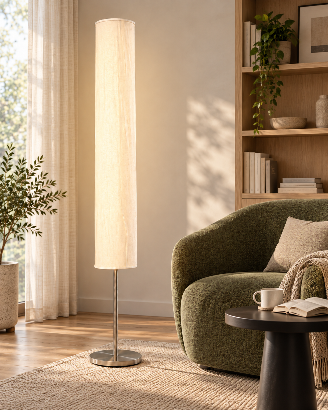 LANDLITE KOLINA/1F állólámpa nappaliban, kanapé mellett