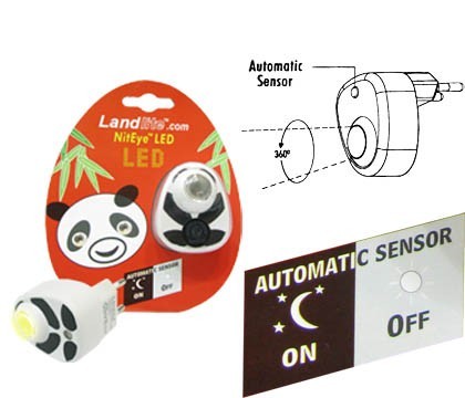 Panda LED-NL01 night light, black/white body, yellow LED