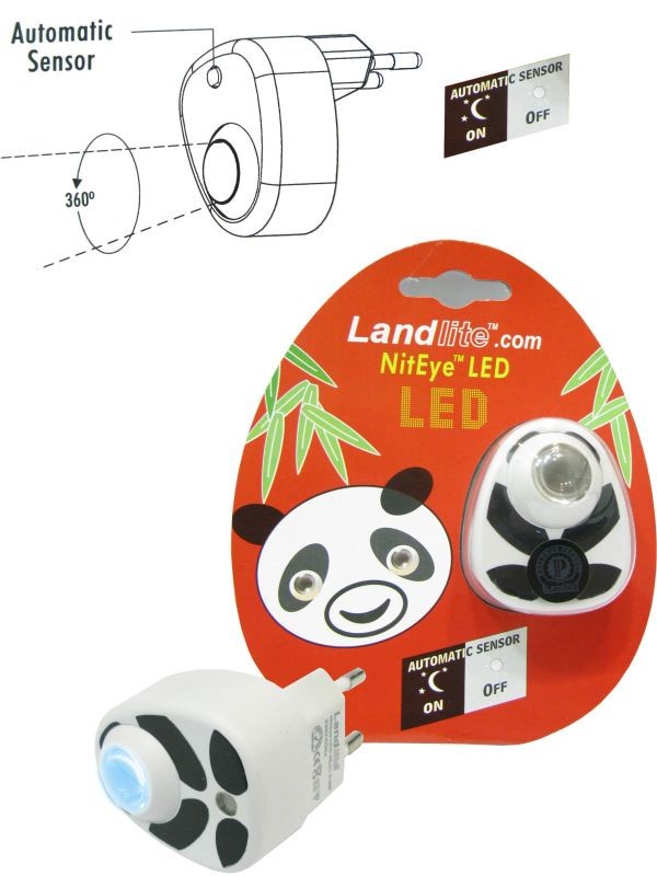 Panda LED-NL01 night light, black/white body, blue LED
