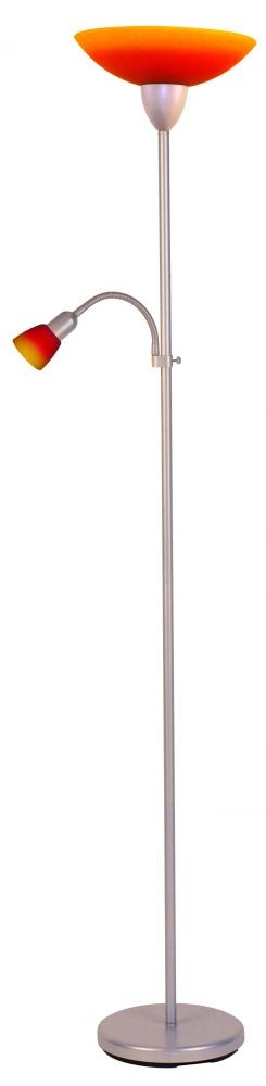 CLG-3800F-1 RAINBOW Stehleuchte mit Leselampe – 1×E27 60 W + 1×E14 40 W, farbiges Glas