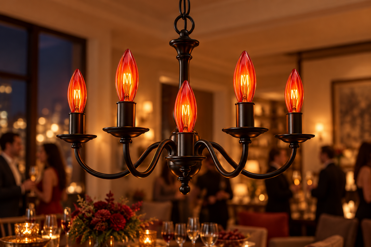 LANDLITE colour decorative bulb SAN FRANCISCA, E14, 25 W, candle, orange-red