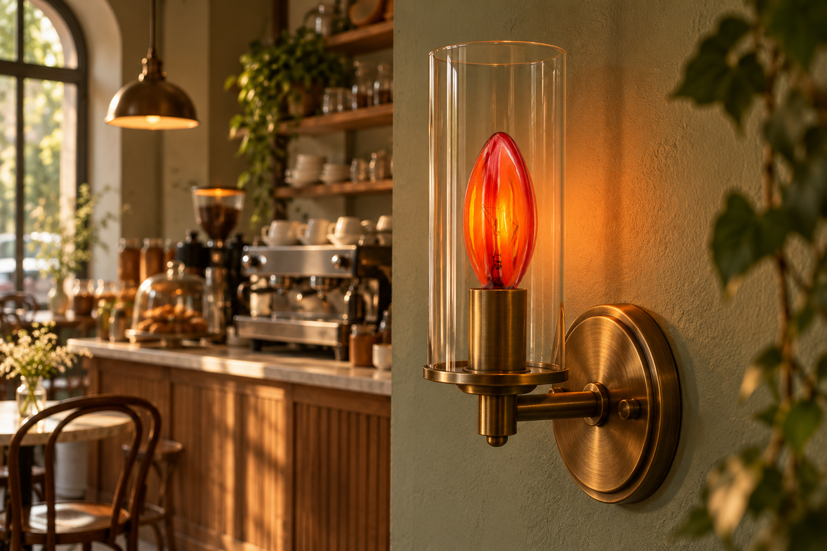 LANDLITE colour decorative bulb SAN FRANCISCA, E14, 25 W, candle, orange-red
