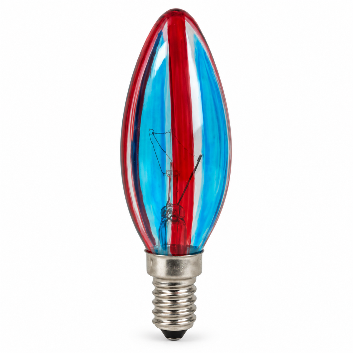 LANDLITE colour decorative bulb SERENGETI, E14, 25 W, candle, blue-red striped