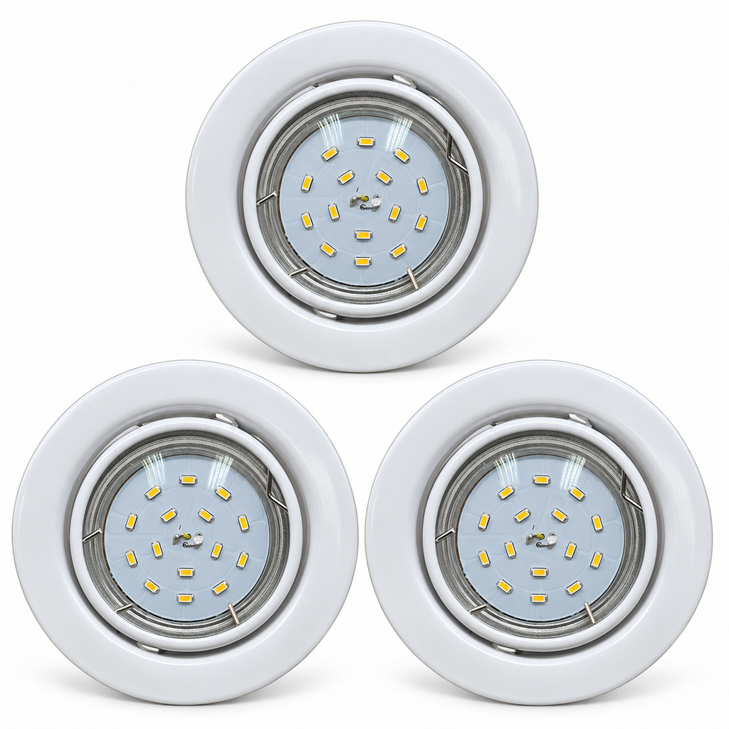KIT-60A recessed spotlight set of 3 – 3×1.5 W GU10 LED, warm white, white