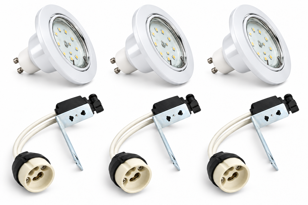 KIT-60A recessed spotlight set of 3 – 3×1.5 W GU10 LED, warm white, white
