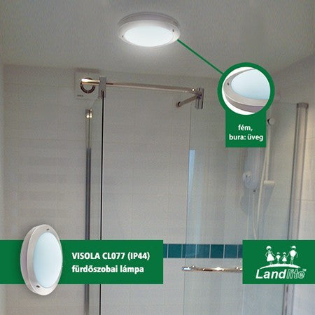 VISOLA CL077, 2XE27 60W, mat chrome, D40cm, IP44, bathroom lamp