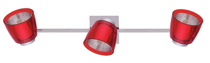 FELIX G929-3TU, 3x40W G9, transparent red, chrome, Wall/Ceiling Lamp
