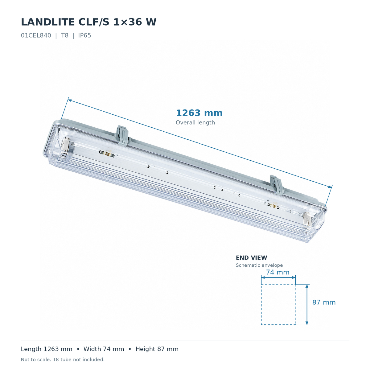 CLF/S 1-36 waterproof light – 1×36 W, T8, IP65