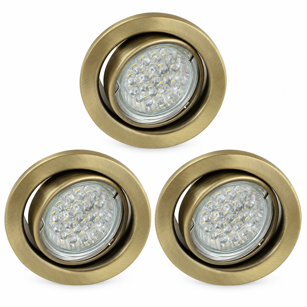 KIT-60A Einbaustrahler-Set, 3 Stück – 3×1,5 W GU10 LED, warmweiß, Antikbronze
