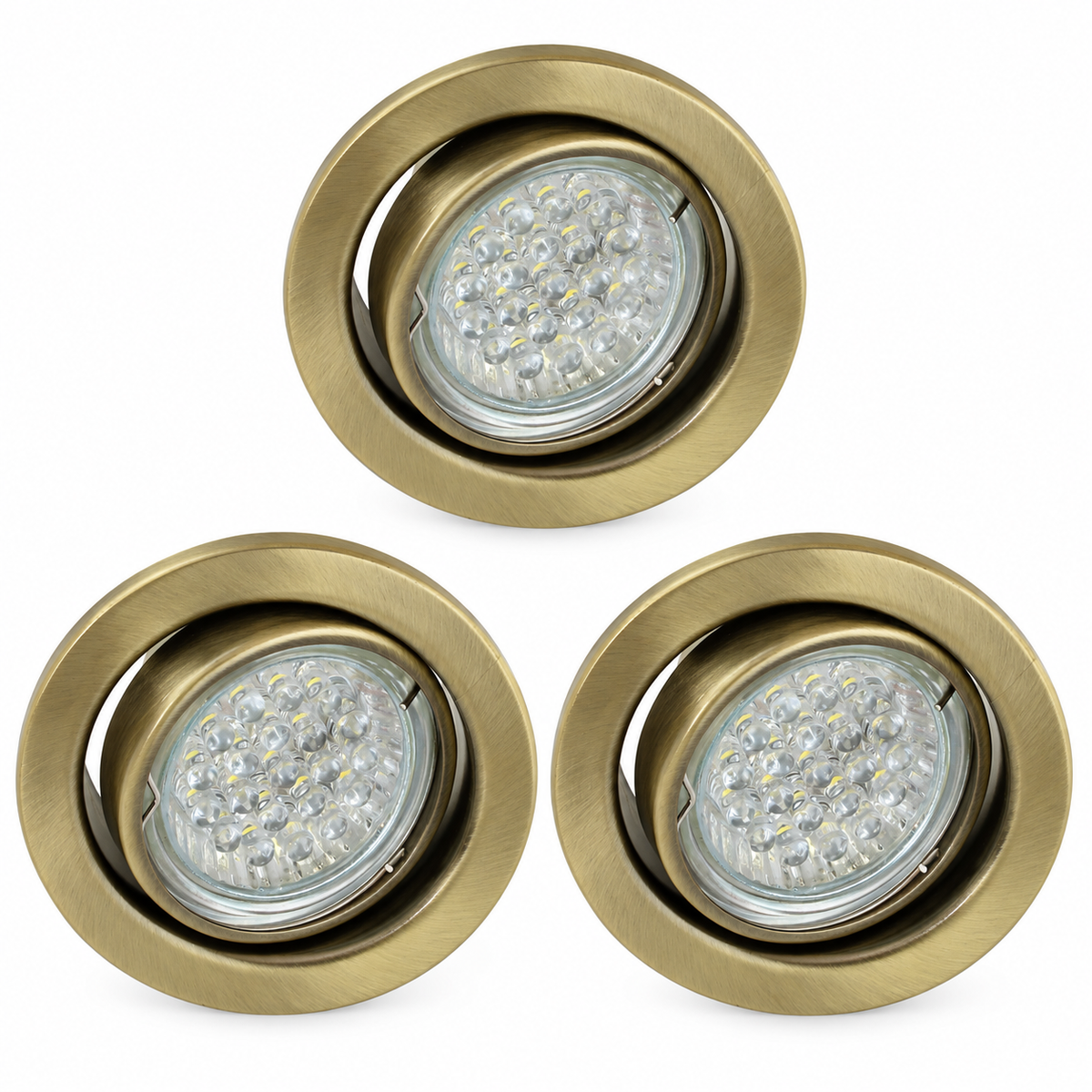 KIT-60A Einbaustrahler-Set, 3 Stück – 3×1,5 W GU10 LED, warmweiß, Antikbronze