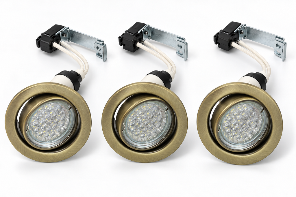 KIT-60A Einbaustrahler-Set, 3 Stück – 3×1,5 W GU10 LED, warmweiß, Antikbronze