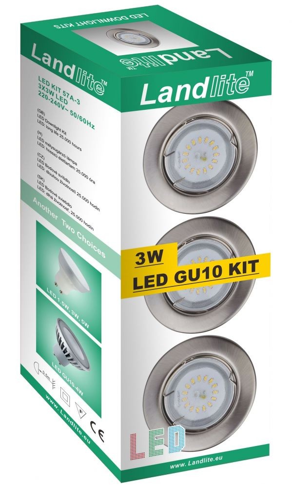 KIT 57A-3X3W LED GU10, matt chrome, LED Downlight Set