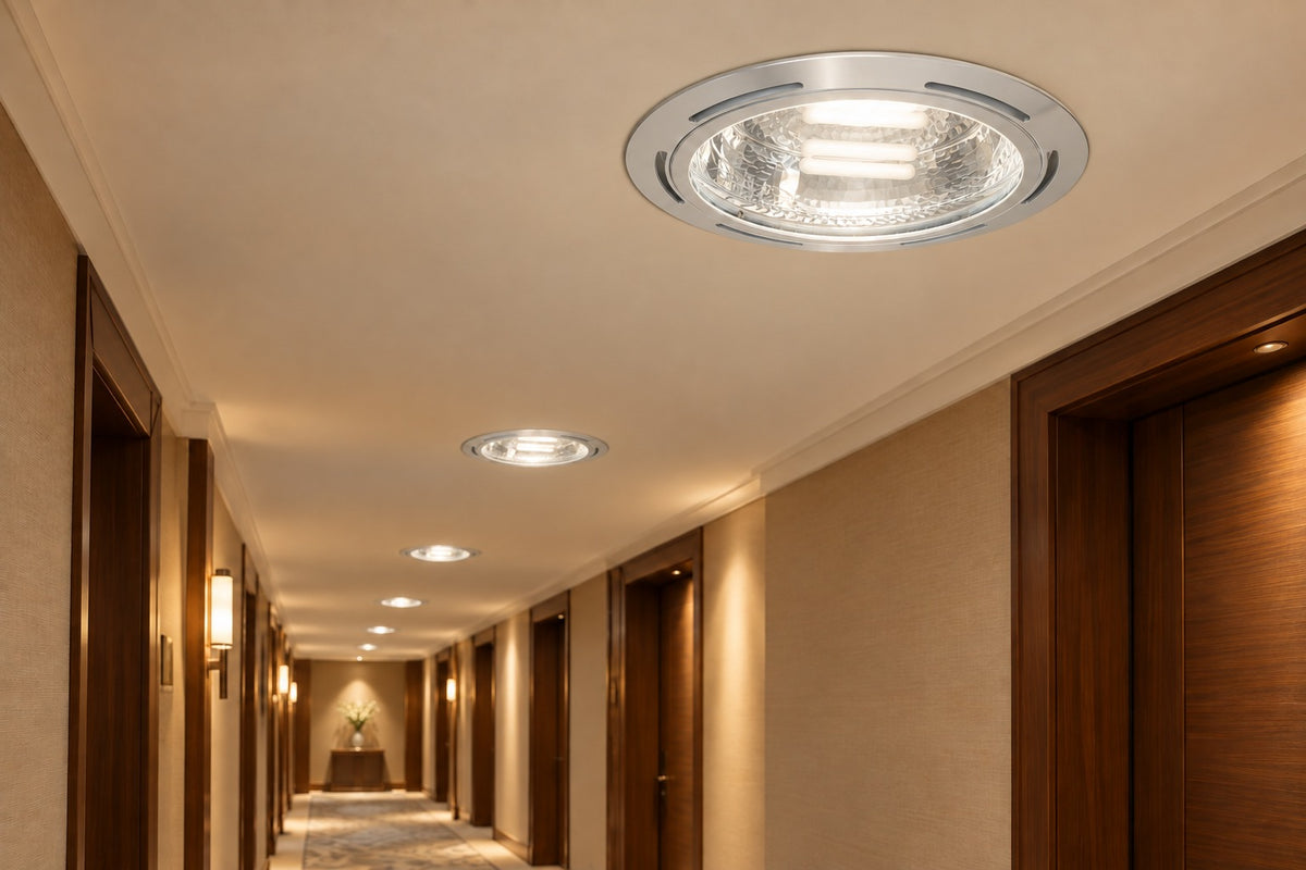 DL-518 recessed downlight – 2x18 W G24q-2, with electronic ballast, front glass