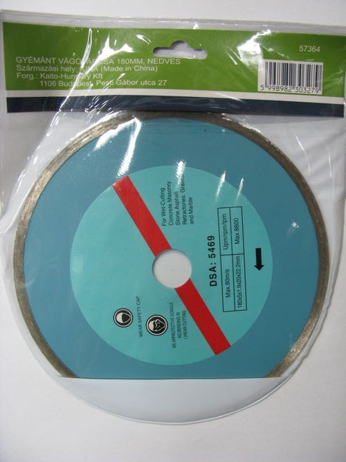 57364, Diamond Cutting Disc wet cutting type 180mm DSA