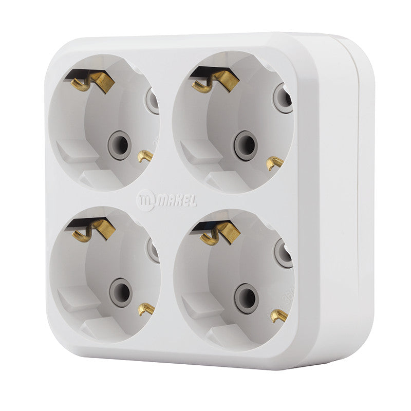 ANCO 4-es földelt dugalj adapter, kocka, 16 A, fehér