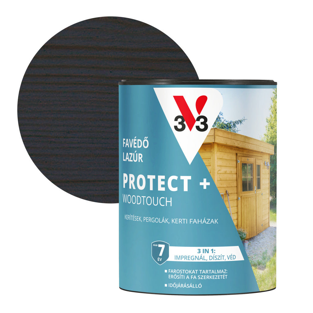 V33 Protect + Woodtouch impregnáló falazúr – 0,7 L, antracit, félig áttetsző