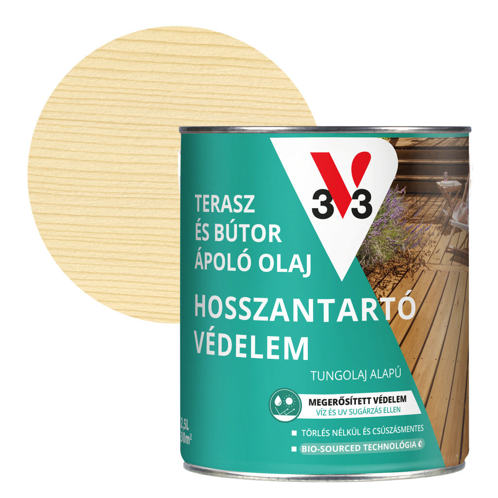 V33 Terasz- és kerti bútor ápoló olaj – 0,75 L, színtelen