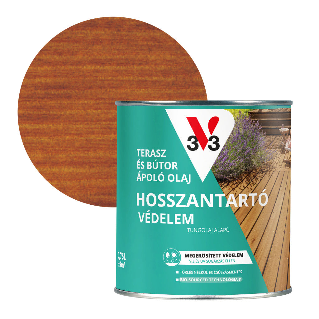 V33 Terasz- és kerti bútor ápoló olaj – 0,75 L, teak