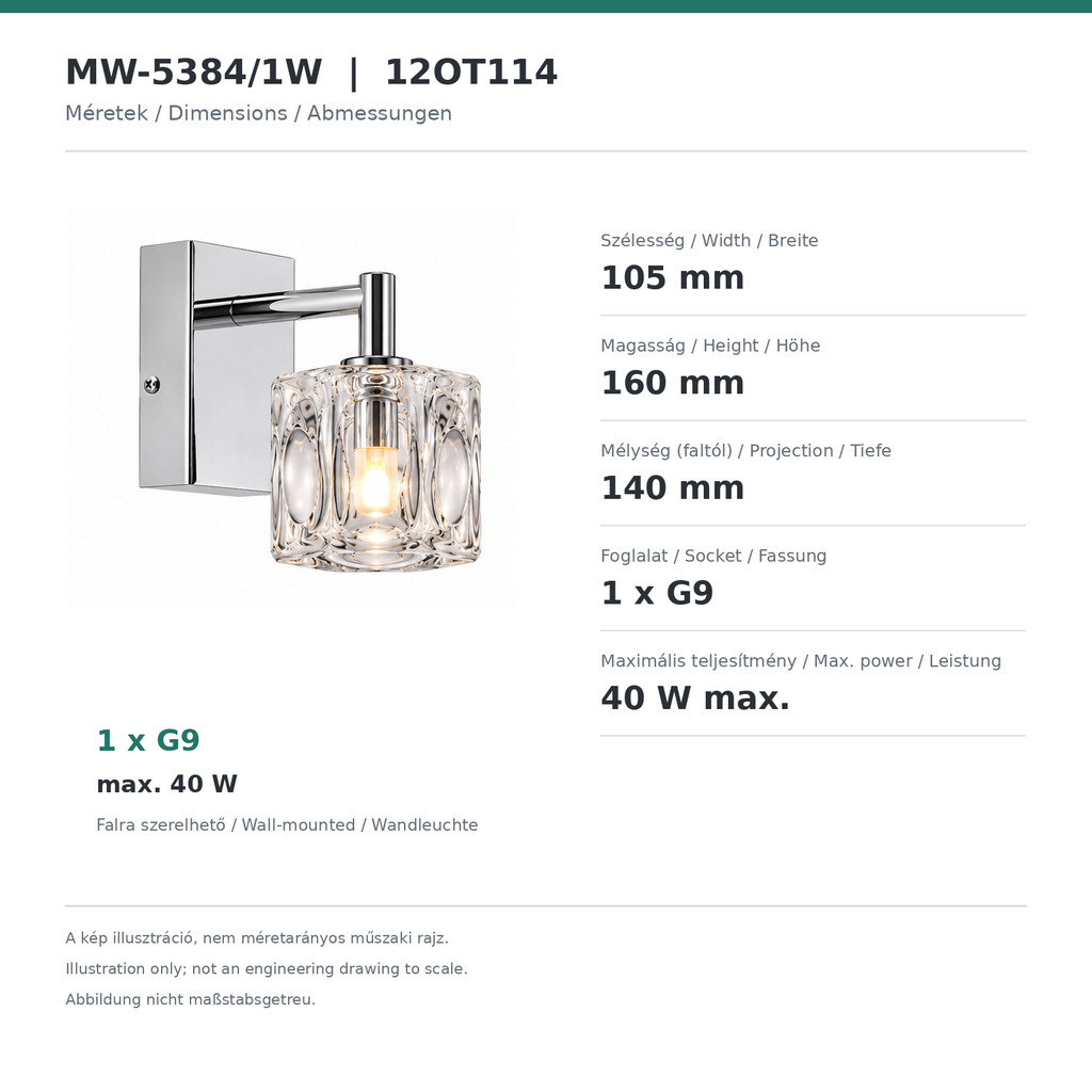 MW-5384/1W fali lámpa