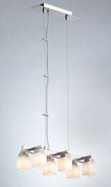 CL-013-6 pendant light – 6×G9 40W, matt nickel, opal glass