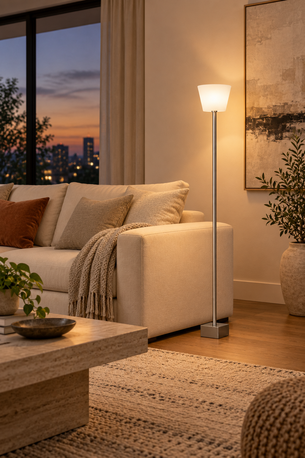 QUBELLE F1L floor lamp – 1×G9 40 W, satin nickel