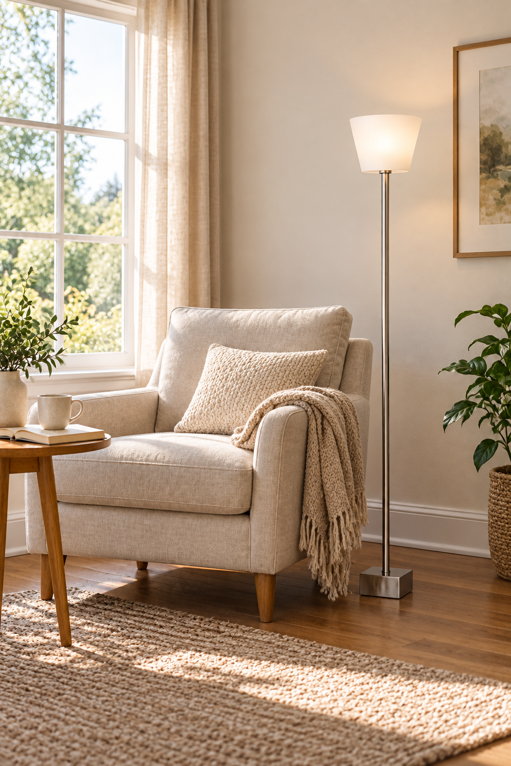 QUBELLE F1L floor lamp – 1×G9 40 W, satin nickel