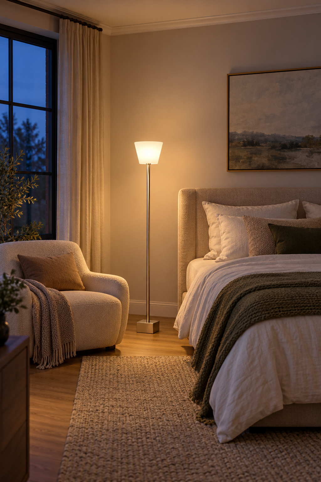 QUBELLE F1L floor lamp – 1×G9 40 W, satin nickel