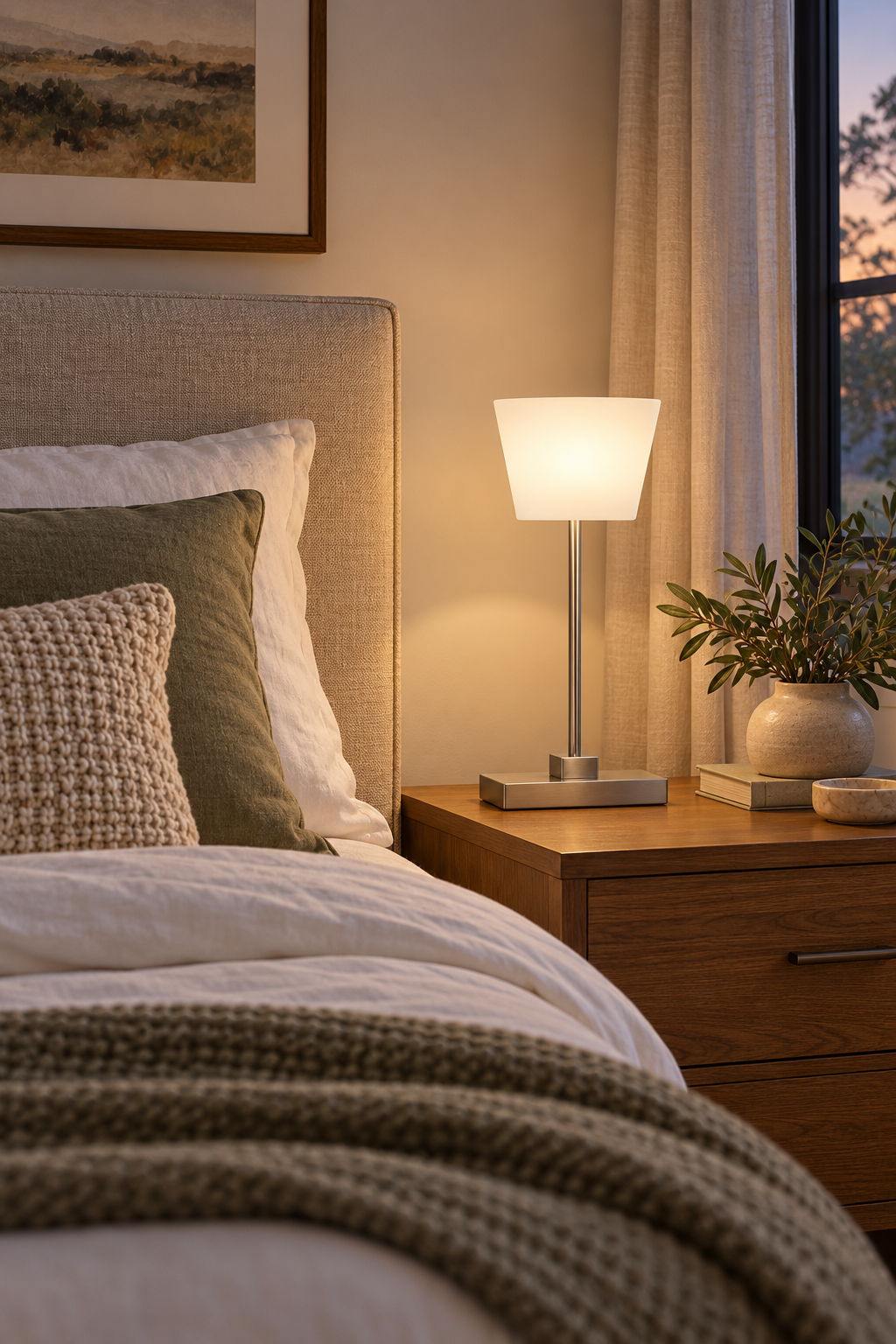 QUBELLE T1L table lamp – 1×G9 40 W, satin nickel