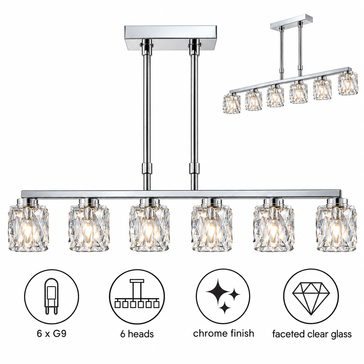 MW-5384/6HB chandelier – downward-facing, equal-length arms