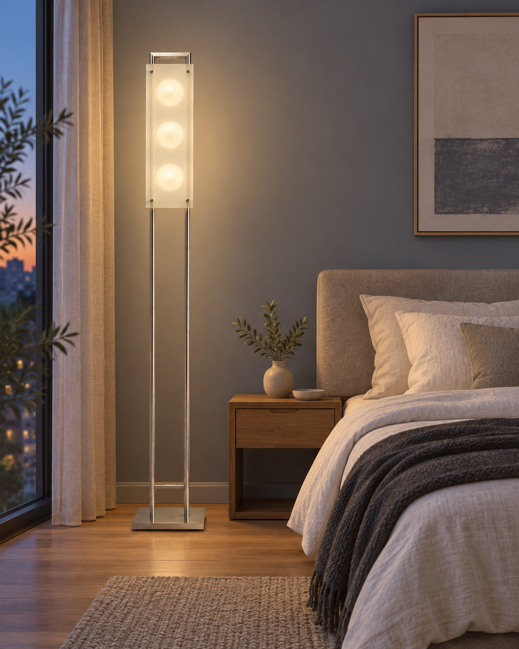 LANDLITE FIDELIO MW-5422/3F állólámpa hálószobában, esti fény