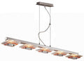 PROLIX P6025/5L 5X60W G9, SATIN, WITH ORG+BLU+RED DECORATIVE GLASSES