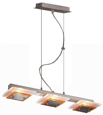 PROLIX P6025/3L, 3X60W G9, SATIN, WITH ORG+BLU+RED DECORATIVE GLASSES