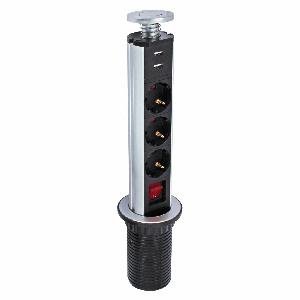ANCO bútorba építhető rejtett 3-as elosztó + 2 USB